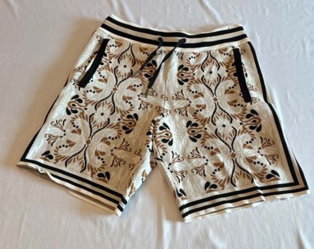 Murano Mens Knit Floral Pattern Drawstring Shorts Size M